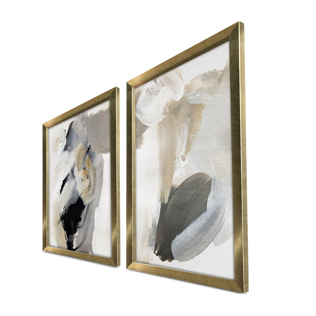 2 Piece Gold Framed Brushstroke Abstract Painting