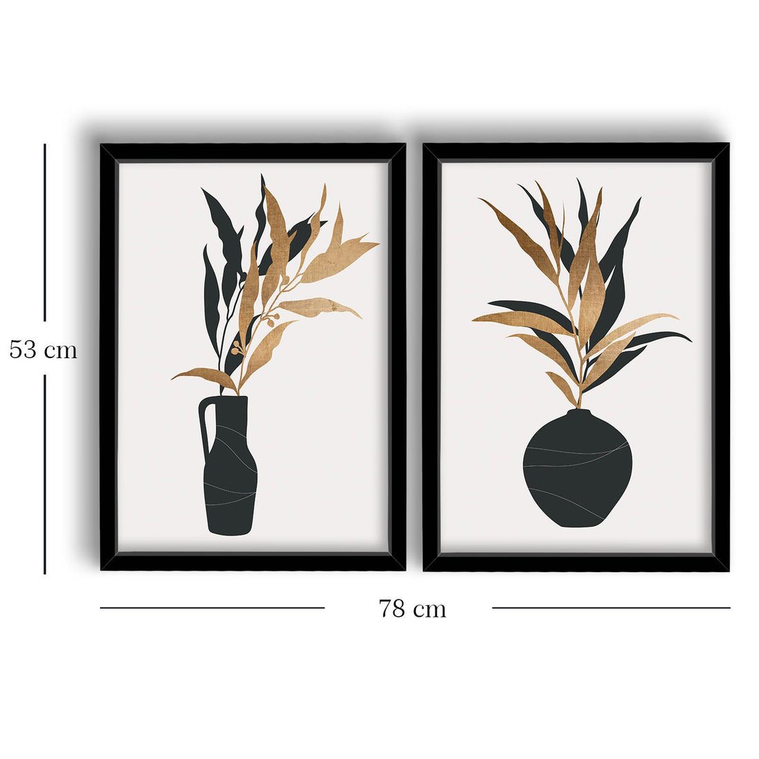 2 Piece Black Framed Abstract Vases Painting