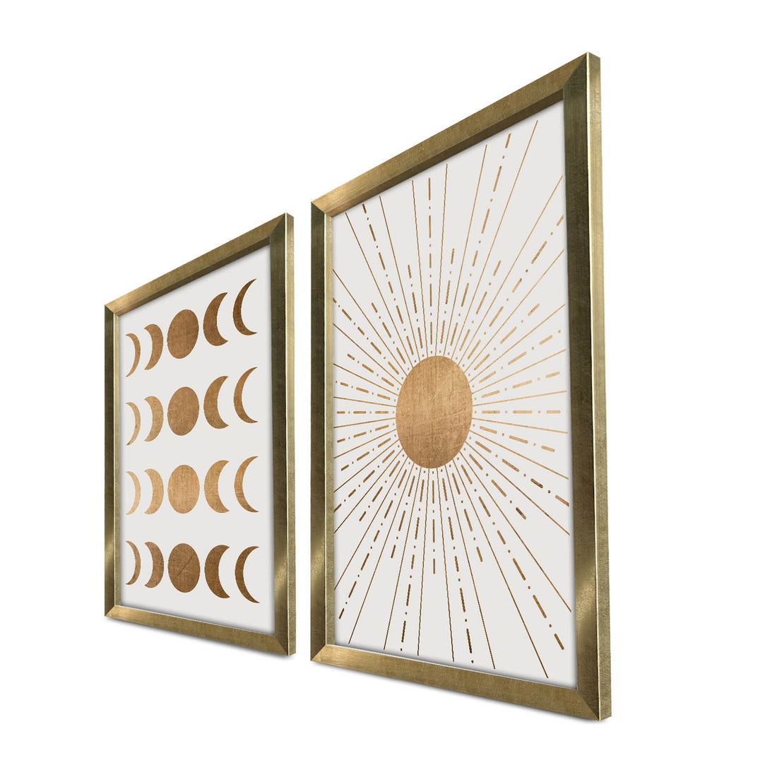 2 Piece Gold Framed Sun and Moon Patterned Painting