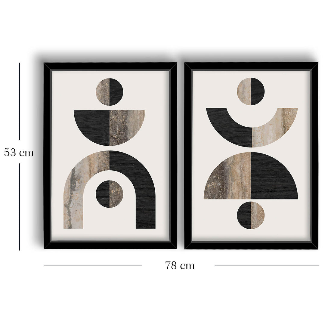 2 Piece Black Framed Marble Patterned Abstract Painting