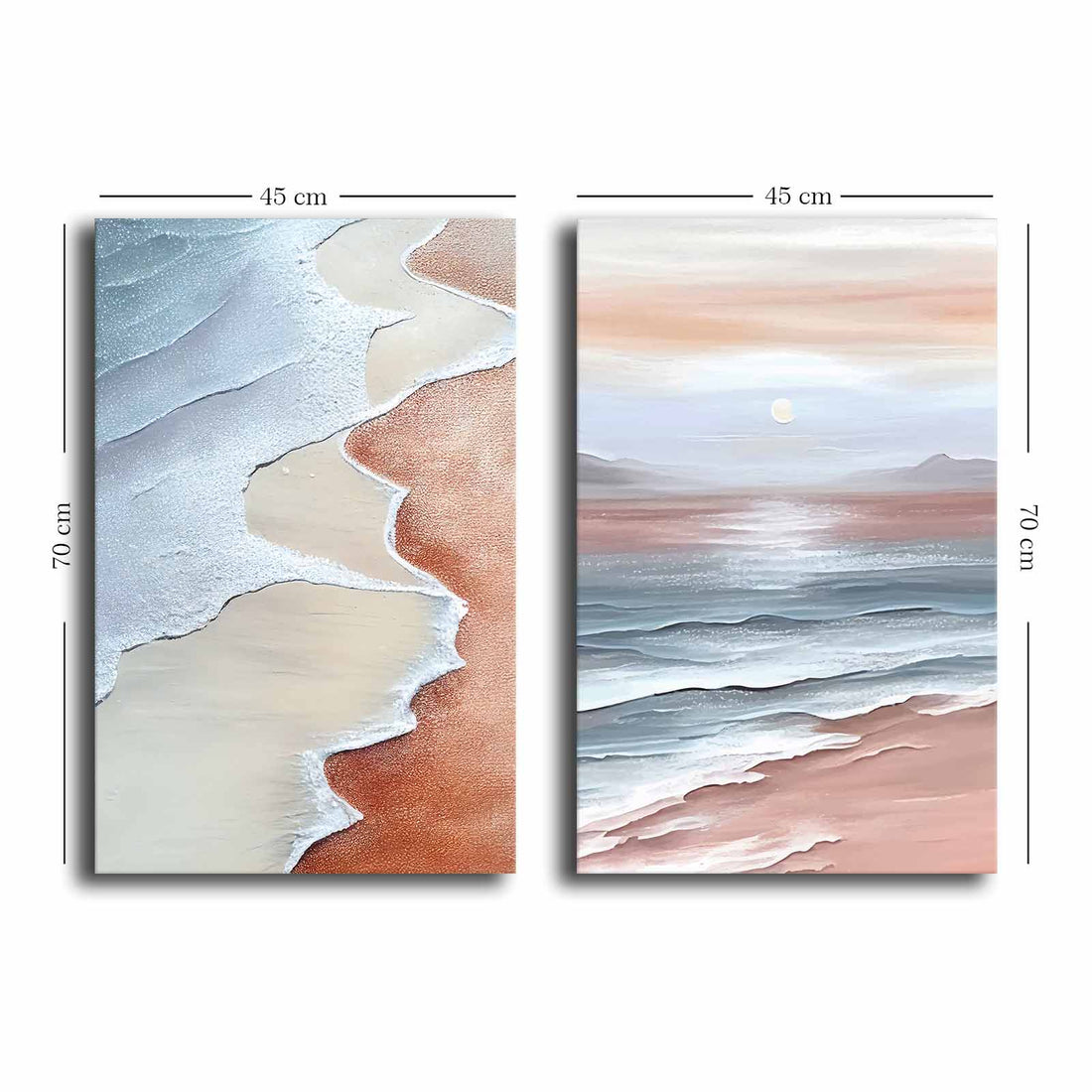2 PIECE SUNSET AND SOFT COLORS OF THE WAVE CANVAS PAINTING