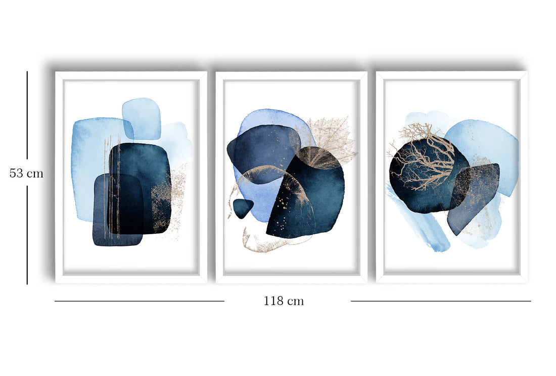 3 Piece White Framed Watercolor Patterned Painting