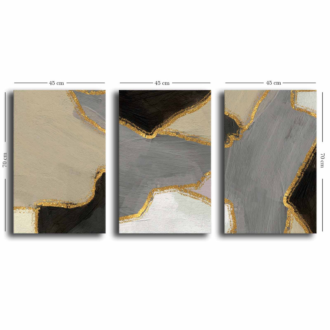 3 PIECE PASTEL COLORS MODERN CANVAS PAINTING WITH GLITTER FINISH