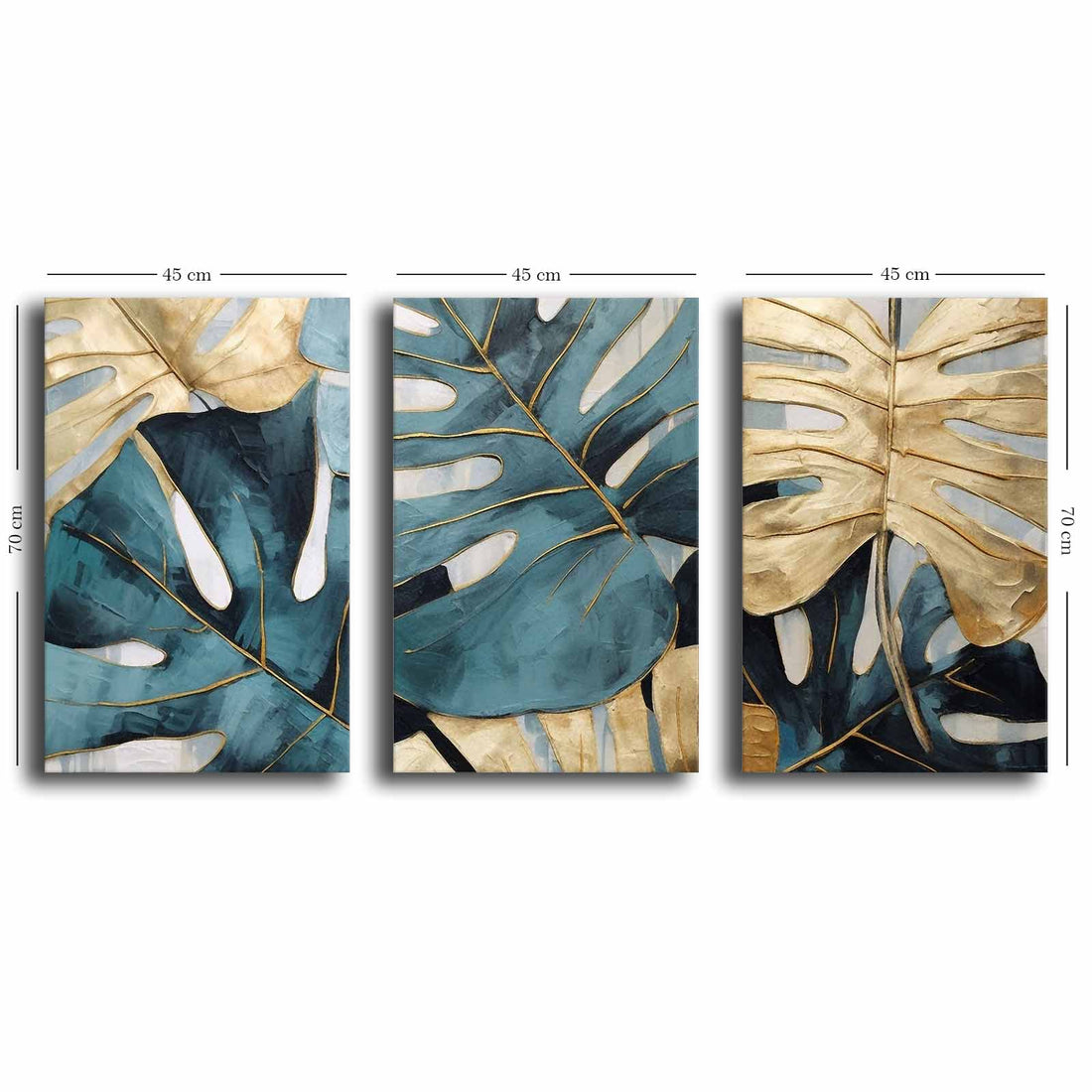 3-PIECE LEAF PATTERNED MODERN CANVAS PAINTING
