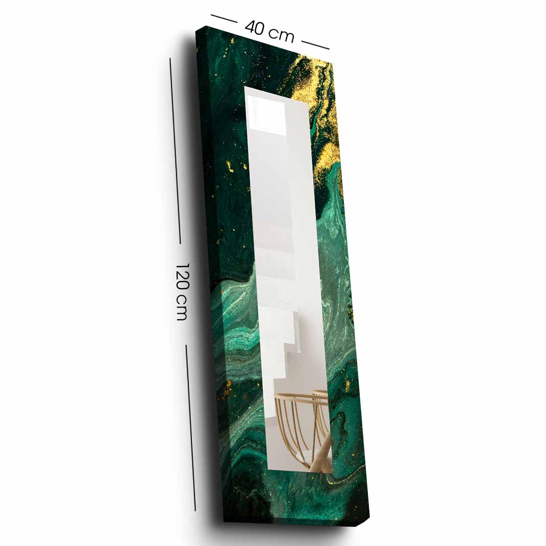 40x120 cm Gold Glitter and Green Epoxy Look Decorative Mirror