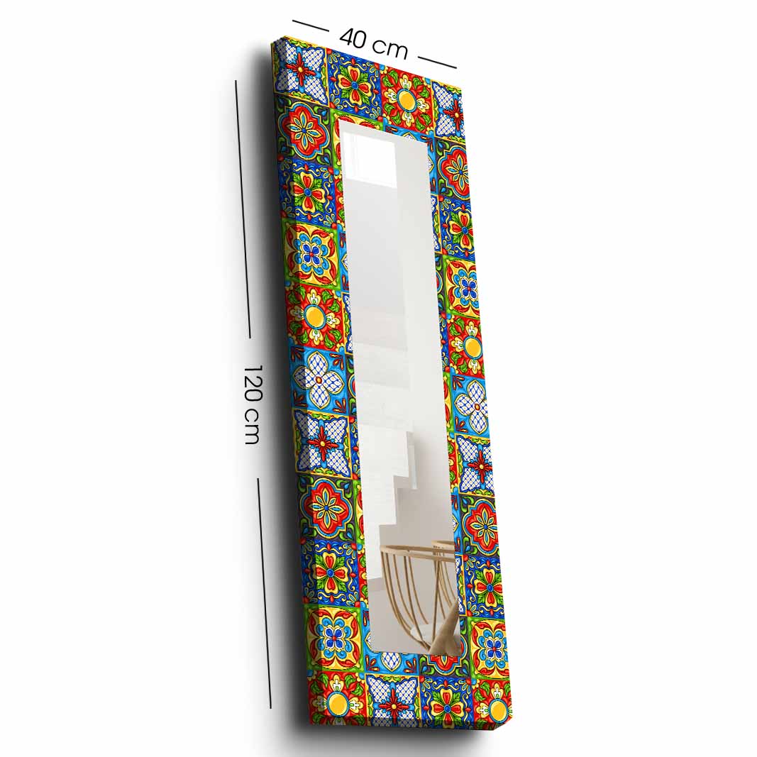 40x120 cm Ethnic Patterned Large Square Decorative Mirror
