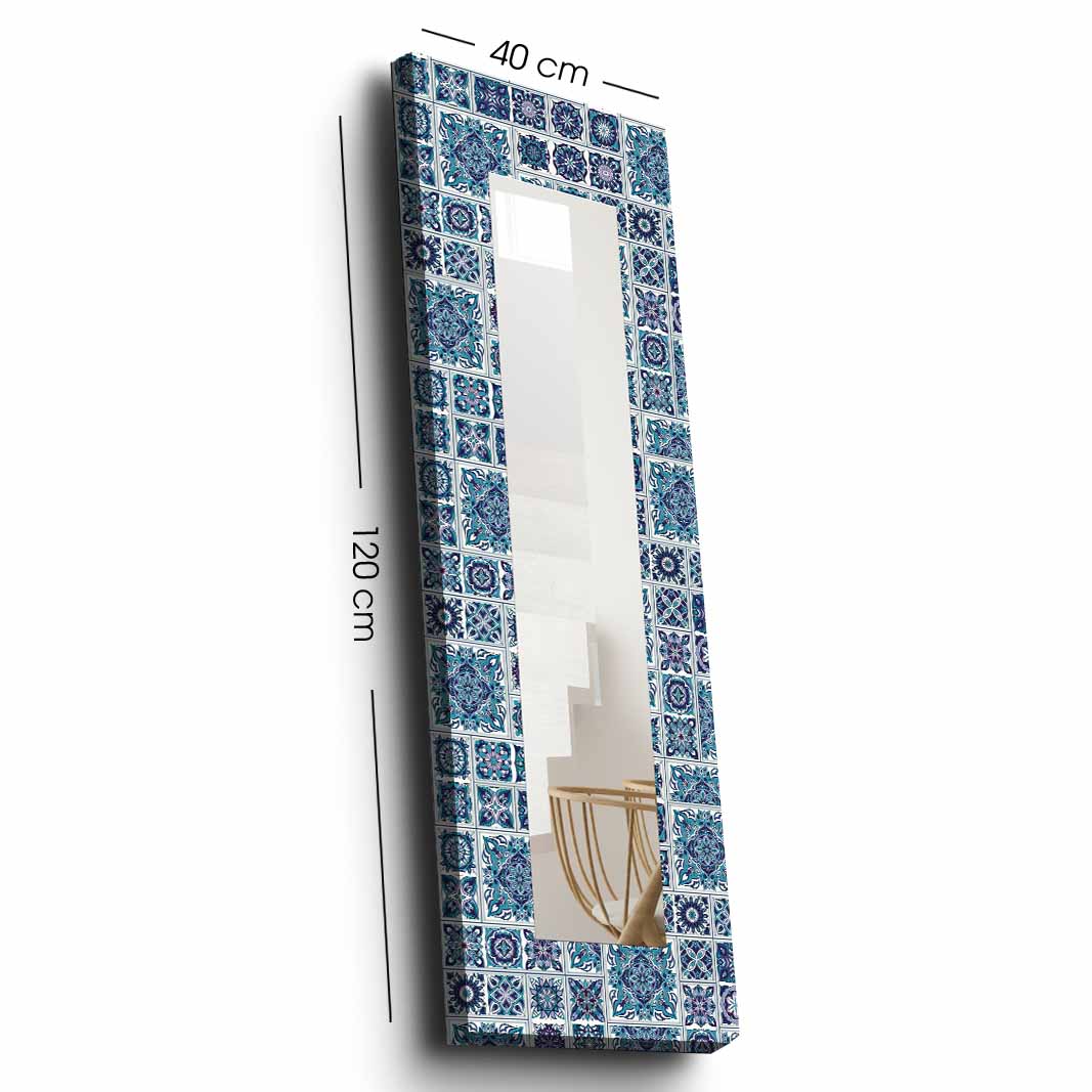 40x120 cm Large and Small Squared Tile Motif Decorative Mirror