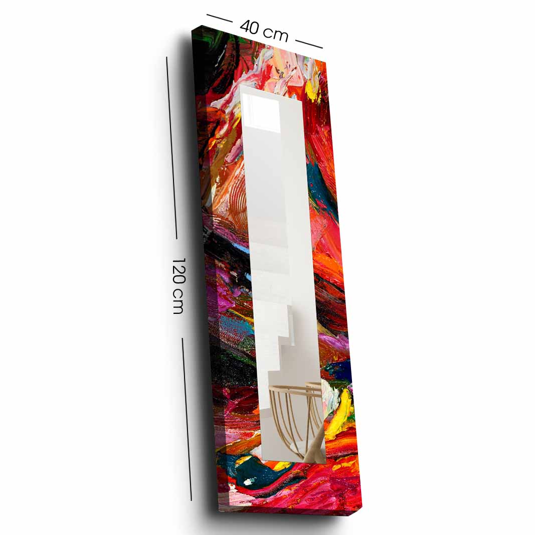 40x120 cm Red Oil Painted Abstract Decorative Mirror