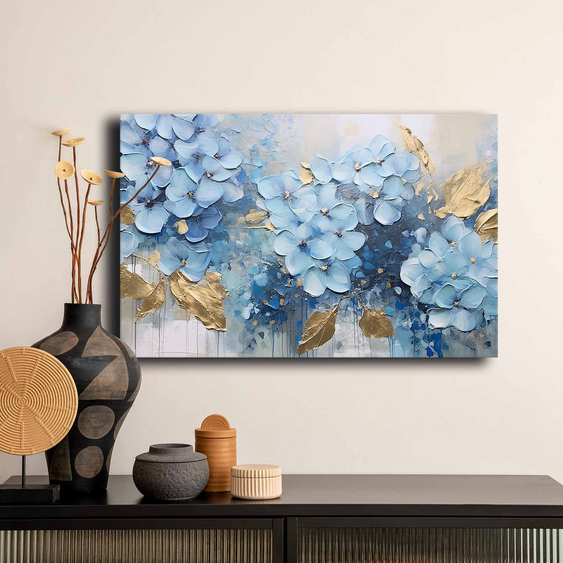 4570 BLUE FLOWERS MODERN CANVAS PAINTING