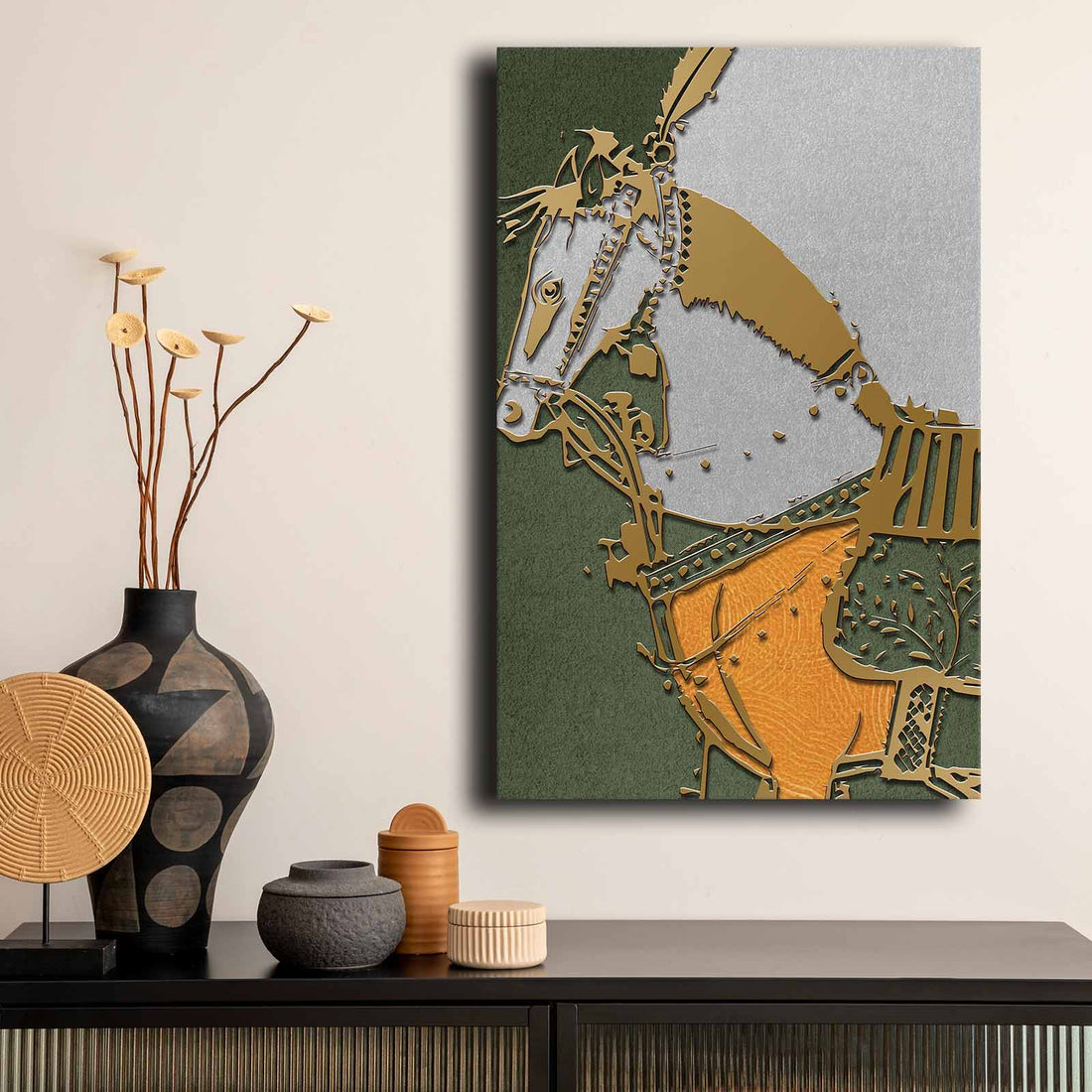 4570 ABSTRACT COLORFUL HORSE MODERN CANVAS PAINTING